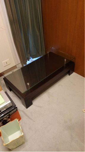 【美品】ガラスと木のオシャレテーブル