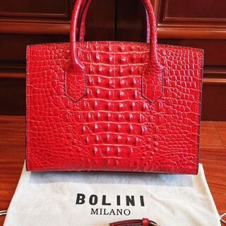 ミラノ発*BOLINI・最上級牛革・クロコダイル*ルビー・バーキン