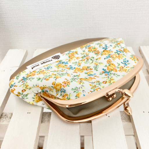 リバティと本革の親子がま口財布②　ハンドメイド