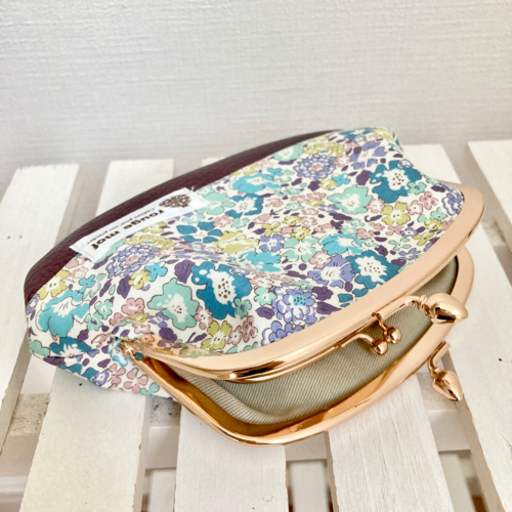 リバティと本革の親子がま口財布⑥ ハンドメイド