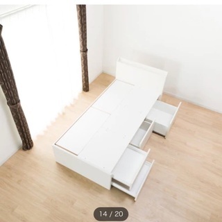 ニトリ 収納付 シングルベッド ホワイトの画像
