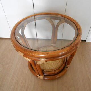 【配送可】横浜老舗 籐家具メーカー カザマ センターテーブル リビングテーブル（近くなら配送も可能です。お問合せ下さい。）の画像