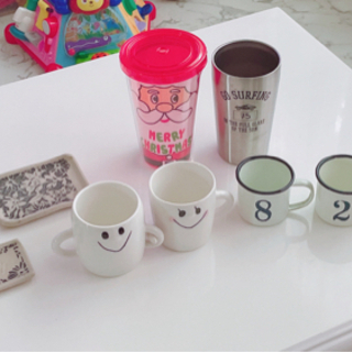 可愛いコップとハンドメイドのお皿