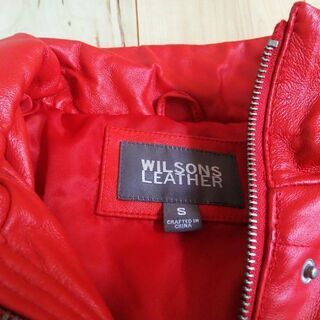 WILSONS LEATHER ファー付き真っ赤なライダースジャケット 中古品！　お手数ですが、プロフィールをご確認ください。の画像