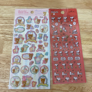 新品未使用⭐︎リラックマ、スヌーピーシール　書けるシール　(6枚セットまとめ売り)の画像