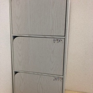 カラーボックス Nカラボ 3段扉付き(ホワイトウォッシュ)