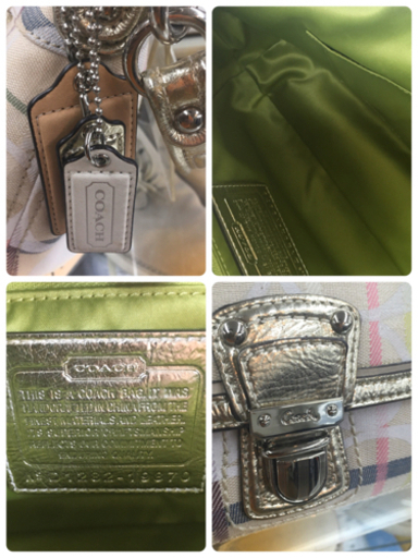 S223　★COACH　コーチ 　シグネチャーハンドバッグ　ベージュXゴールド