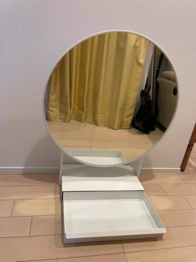 IKEA 販売終了品　丸い姿見　鏡　引き出し付き