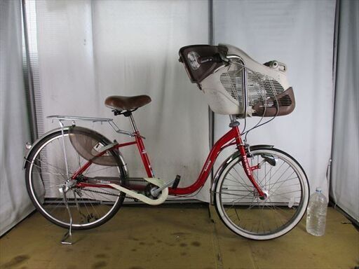 B510★10000円★ 整備済み　中古子供乗せ自転車 3人乗り対応　レッド【F22R26インチ 】