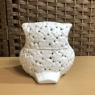 Floral フクロウ 梟 ふくろう ミミズク 飾り 小物入れ オブジェ 陶器製 置物 香炉 動物 ☆ 札幌市 白石区 東札幌 ☆ アウトレットモノハウスの画像