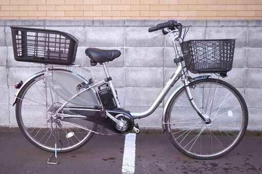 13.2Ahパナソニック電動アシスト自転車 シルバー バスケット付き