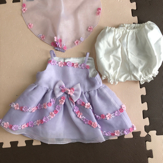 スタジオアリス　パープルドレス　髪飾り　カバーパンツ付