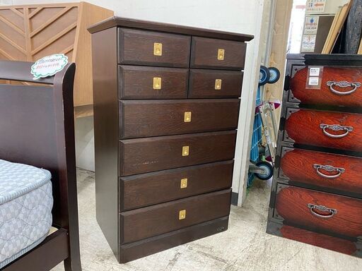 アンティーク感がお洒落なチェスト！【愛品館 江戸川店】斉藤家具工業　6段チェスト　チェスト　タンス　「お問い合わせ番号：155-018099-007」　配送可＆代引き配送可