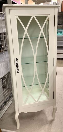 アンティーク調ガラスショーケース ネコ脚 ホワイト ガラス棚【ユーズドユーズ名古屋天白店】 J1130