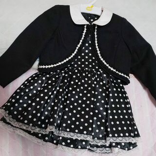 ベビー　キッズ　ドレス 白黒ドットの画像