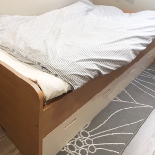 今週末終了！引出付きシングルベッド　マットレスセット