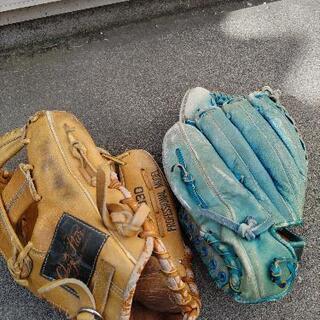 野球ｸﾞﾛｰﾌﾞ⚾親子でｷｬｯﾁﾎﾞｰﾙ　野球　2つまとめて　