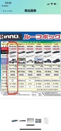 【値下げしました】innoルーフボックス（リッジトランク460）