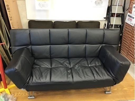 ●販売終了●ソファーベッド　直ぐに寝転がれる　３人掛けソファー　シングルベッド　ブラック　中古品
