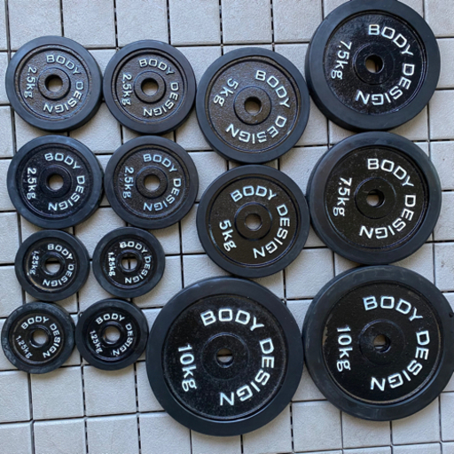 取引中★ボディメーカー　オリンピックバーベル　55キロ　シャフト付(20kg)