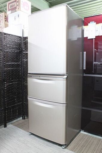三菱 MR-C34Y-P 冷蔵冷凍 335L/右開き 3ドア 大容量フリーザー シャンパンピンク 2015年製 MITSUBISHI  中古家電 店頭引取歓迎 R4319)