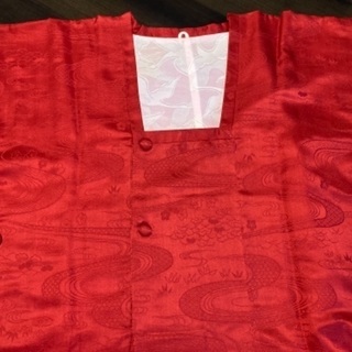 和装　4点セット(赤) 道行(絹) ベルベットショール　帯留　手袋の画像