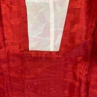 和装　4点セット(赤) 道行(絹) ベルベットショール　帯留　手袋の画像