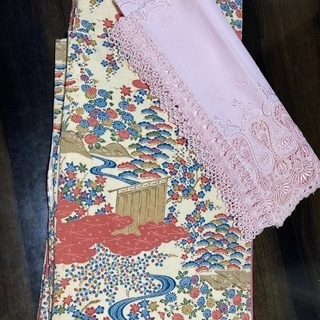 和装2点セット(ピンク) 小紋(絹)　レースショールの画像