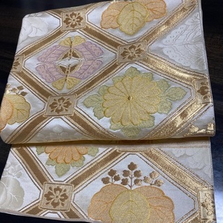 袋帯　絹　金　ゴールド　京扇子　セットの画像