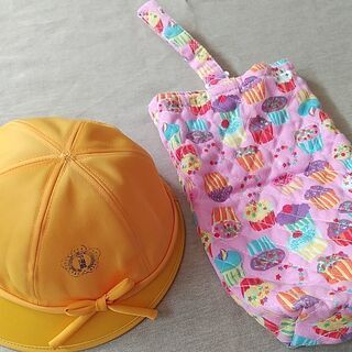 下沼部小学校の校章入り黄色帽子　上履き入れ