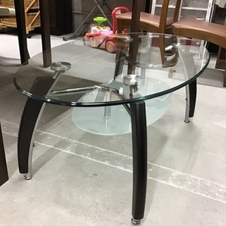 ●販売終了●※歳末セール価格※ガラステーブル　中古品　脚ダークブラウンの画像