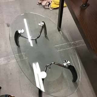 ●販売終了●※歳末セール価格※ガラステーブル　中古品　脚ダークブラウンの画像