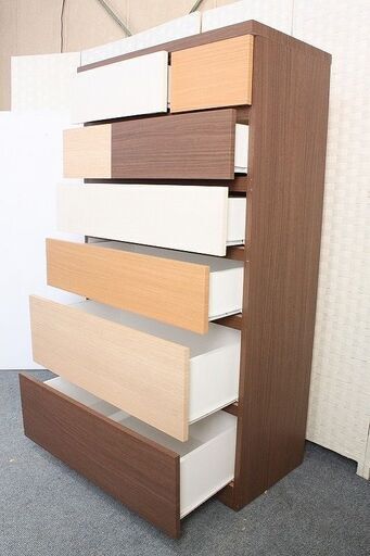 ニトリ 6段ハイチェスト ランダム KARINA 幅80 衣類収納 タンス NITORI 収納家具 中古家具 店頭引取歓迎 R4341