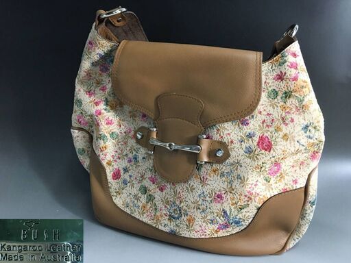 ⭕⭕⭕PH4/35　BUSH ブッシュ カンガルー革 ハンドバッグ ショルダーバッグ レディース 鞄 レザー 花柄 フラワー⭕⭕⭕