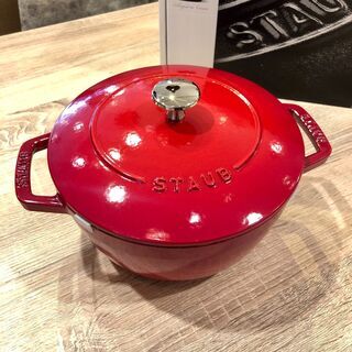 【新品未使用品】Staub / ストウブ　Wa-NABE / ワナベ　L チェリー　40501-072-0　鋳物ホーロー鍋