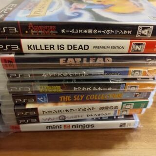 PS3 本体、コントローラー２個、ソフト9本の画像