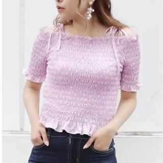 新品未使用　Dazzlin オフショルシャーリングトップス　ラベンダー