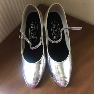 ジャズ／社交ダンスシューズ　シルバー　24.5cm