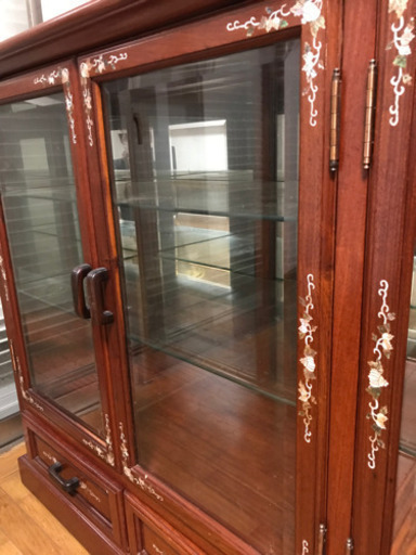 花梨　鏡付き　飾り棚