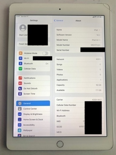 iPad air2 16GB wifi+cellular au