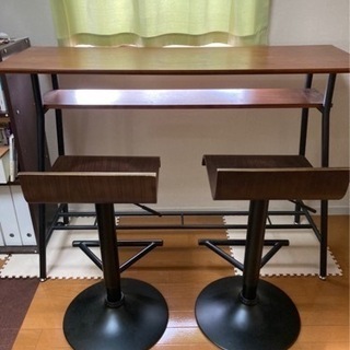 【値下げしました！】カウンターテーブル&チェア2脚セットの画像