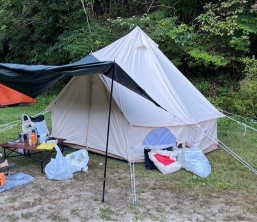 D&R コットンベルテント（煙突穴付き）【保温綿】秋冬用テント ソロ/家庭用【3ｍ】2~7人用 焚火 薪ストーブOK 広い 四季 ワンポールテント 防水 アウトドア キャンプ用品