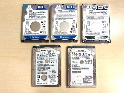 【お譲り先決まりました】【合計 2.25T】HDD 500G x 4枚　250G x 1枚　2.5インチハードディスク（中古）