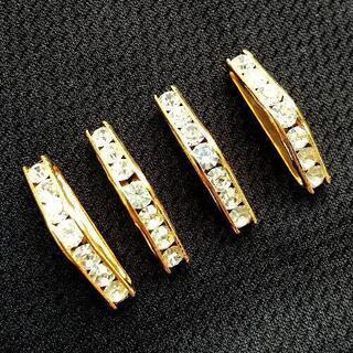 未使用★配送可★クリスタル入り三角ロンデル ハンドメイドパーツ