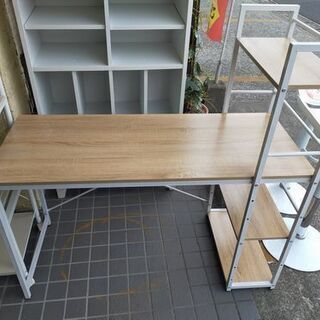 【着払い対応可能！！旧鹿児島市内送料無料】 リサイクルストアスターズ城西店 パーソナルデスク　ホワイト×ナチュラルの画像