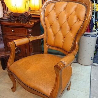 アンティーク チェア 猫脚 ネコ脚 ハイバック アームレスト 木製