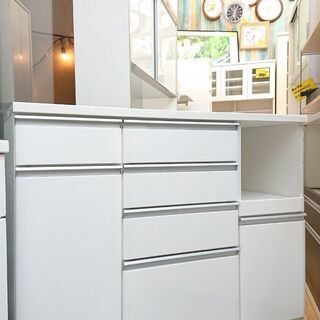 ニトリ　ホワイト キッチンカウンター キッチンボード ニトリ NITORI キッチンカウンター キッチンボード 鏡面