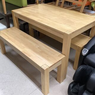 IKEA/イケア ダイニングテーブル 3点セット NA テーブル／ベンチチェア