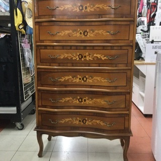 【店頭販売のみ】　クラシック　猫脚　木象嵌　６段チェスト　¥41,580（税込)  市内配送+¥1,500