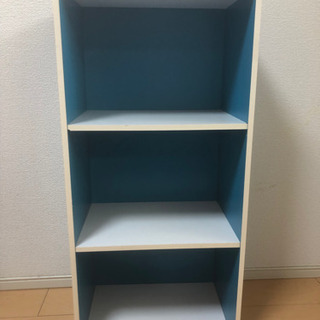 カラーボックス3段　ブルー×ホワイトの画像